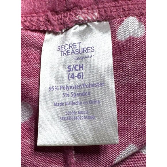 Secret Treasures Pink & White Heart Print Sleepwear Pants NWOT S/CH (4-6) - Picture 5 of 6